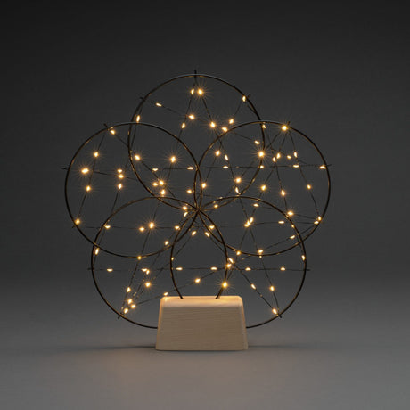 Rund Svart 5x Metall/träbas 100 amber micro-LED Stående Ljusdekoration Inne