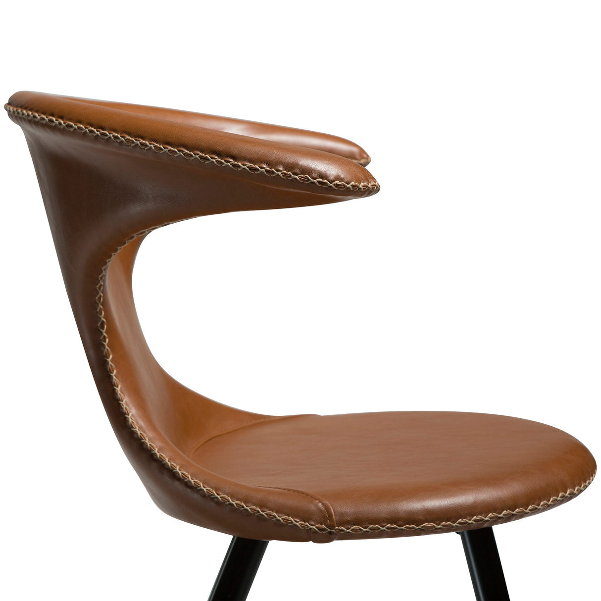 Flair Stol Vintage Light Brown Art.Leather, Round Black