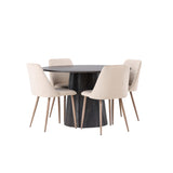 Lanzo, Night Rund matgrupp Valnöt, Beige, Mocka, ⌀120