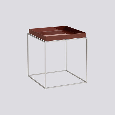Tray Table L40 × B40 × H44 cm Brickbord Chocolate High gloss, Silikonbelagt stål