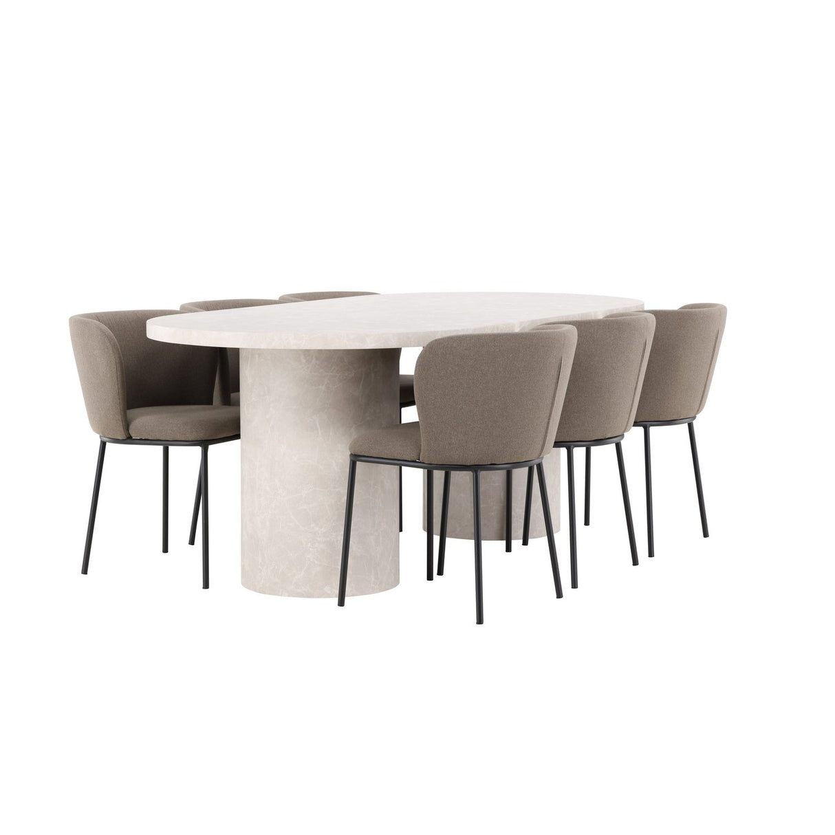 Narvik, Edina Oval matgrupp Svart,Brun, Beige, 200 x 100