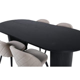 Bianca, Velvet Oval matgrupp Beige, Svart, 4st