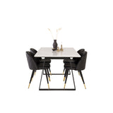 Estelle, Velvet Rektangulär matgrupp Svart, Guld, Svart,Vitt, 140 x 90