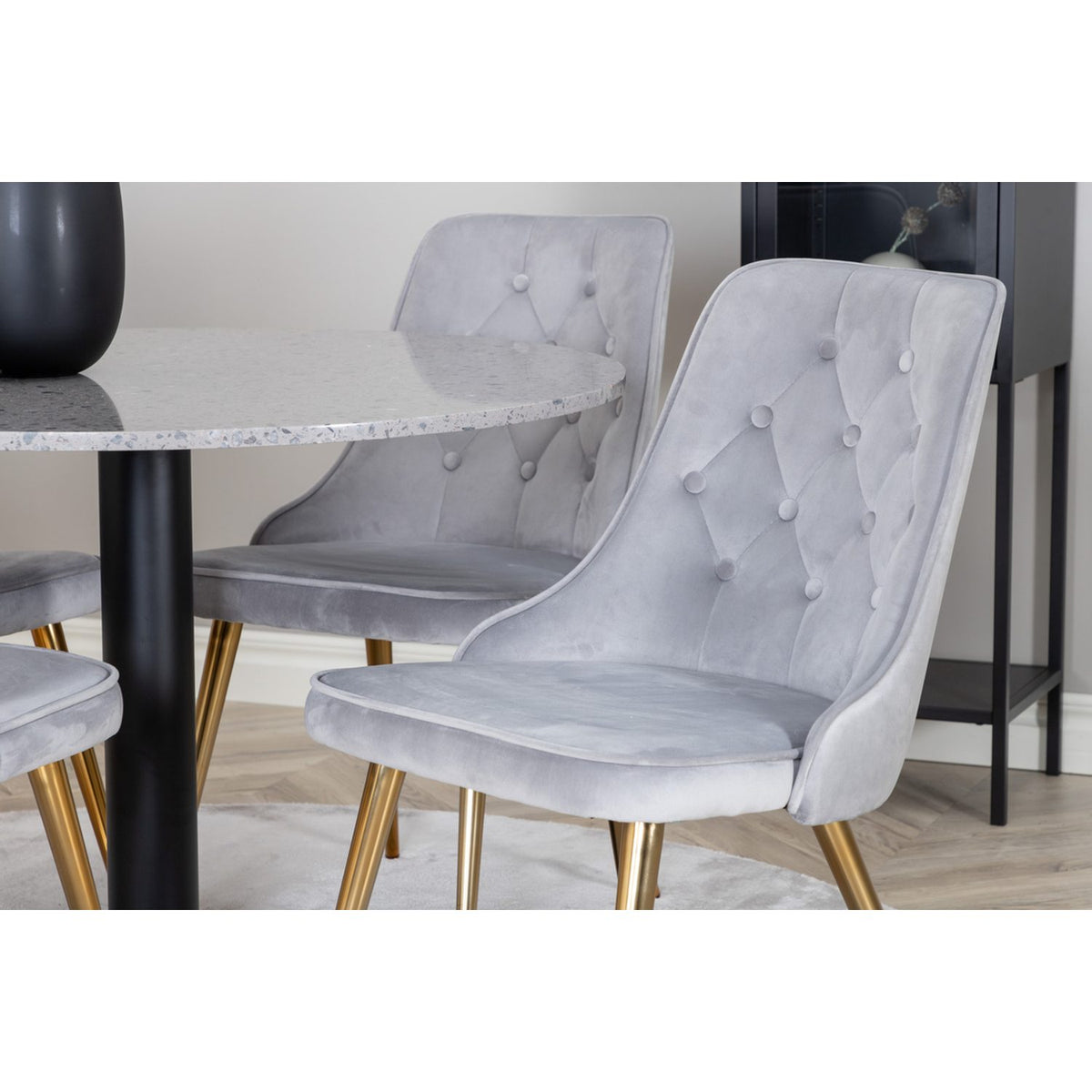 Razzia, Velvet Deluxe Rund matgrupp Guld, Svart,Grå, ⌀106