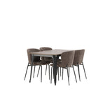 Tempe, Modesto Rektangulär matgrupp Beige, Svart, Valnöt, 140 x 80