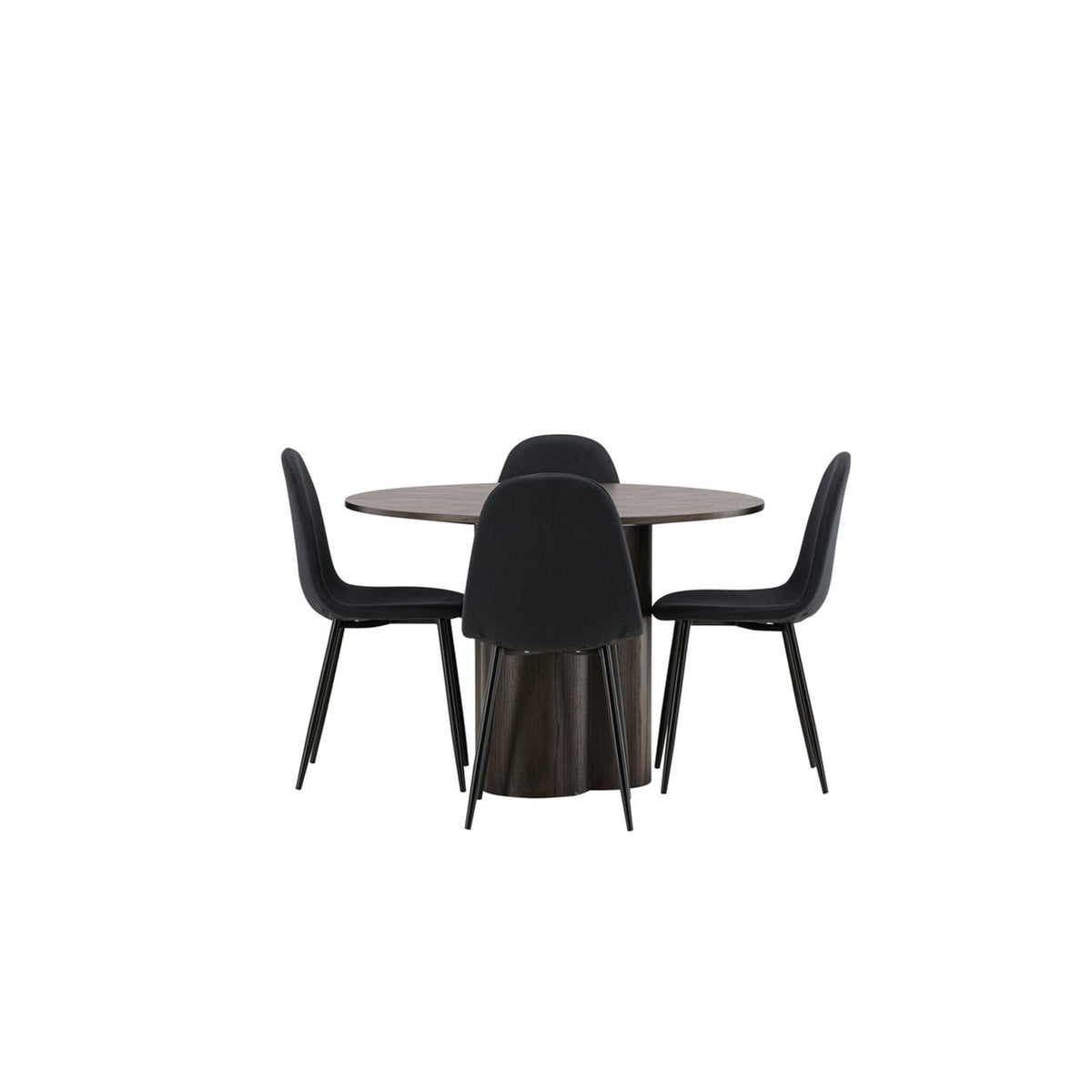 Olivia, Polar Rund matgrupp Svart, Mocka, 4st