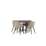 Copenhagen, Velvet Rund matgrupp Beige, Svart, Svart, ⌀115