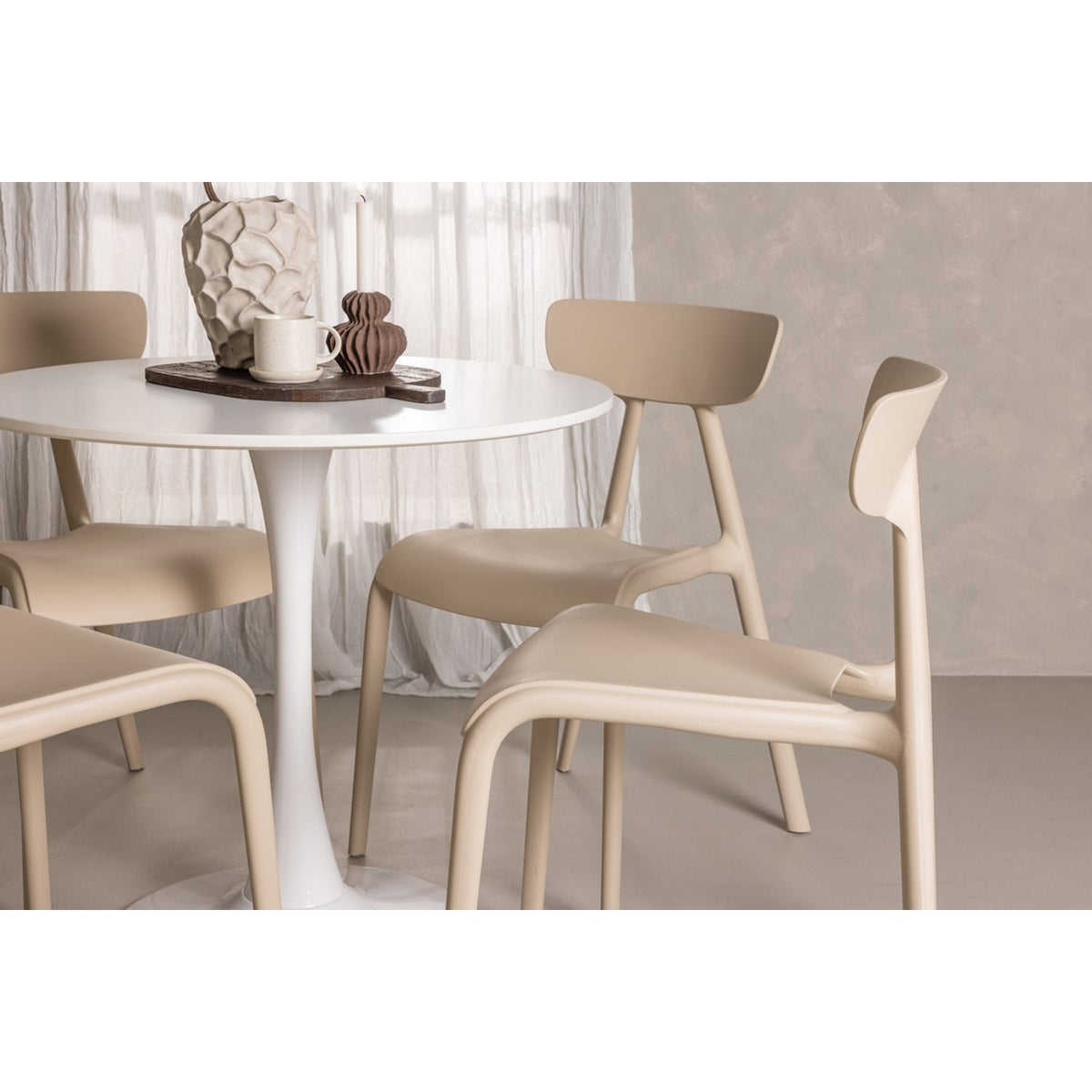 Hamden, Ursholmen Rund matgrupp Beige, Vit, ⌀80