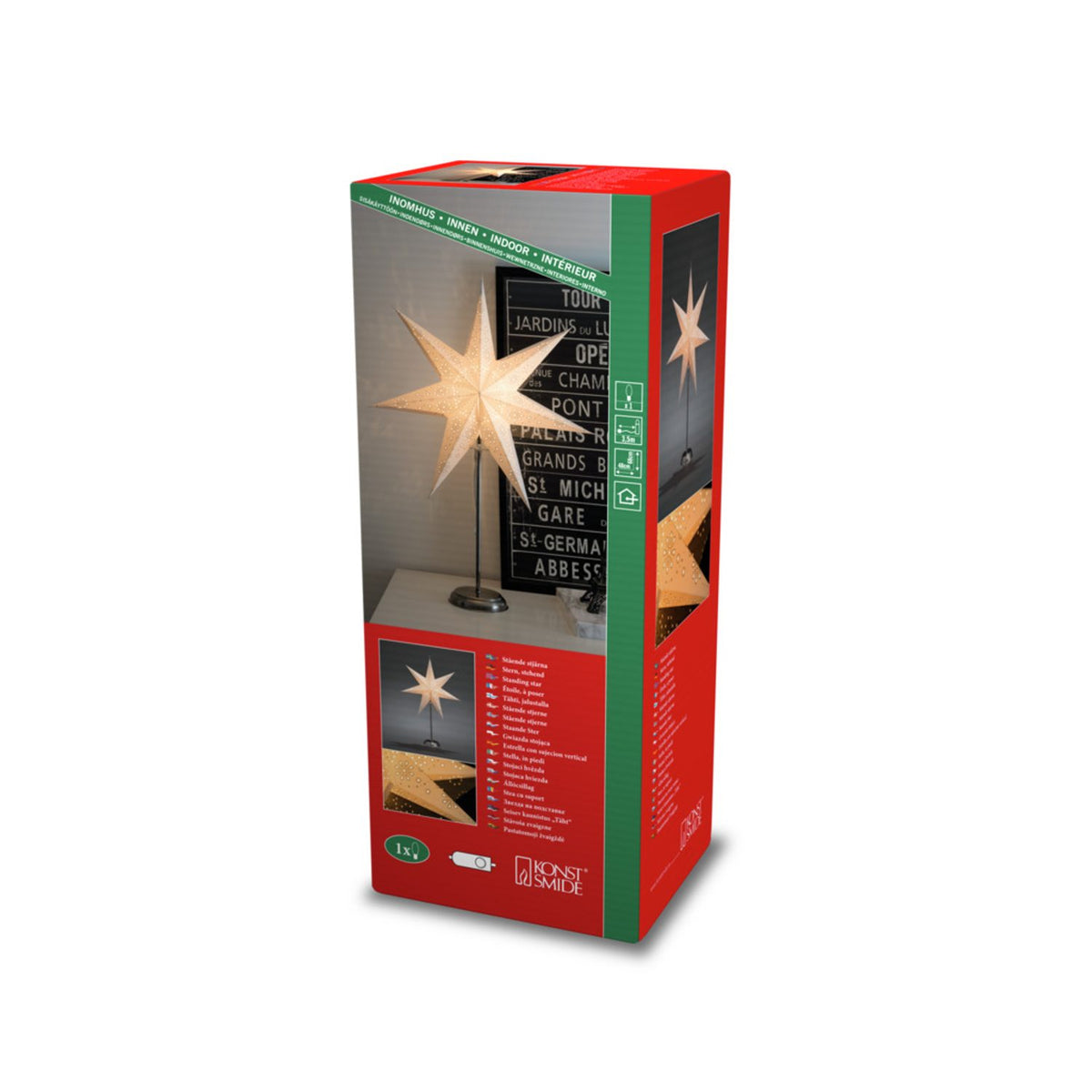 Stående Papper Silverfot Vit/mönster 52x67cm Julstjärna Inne