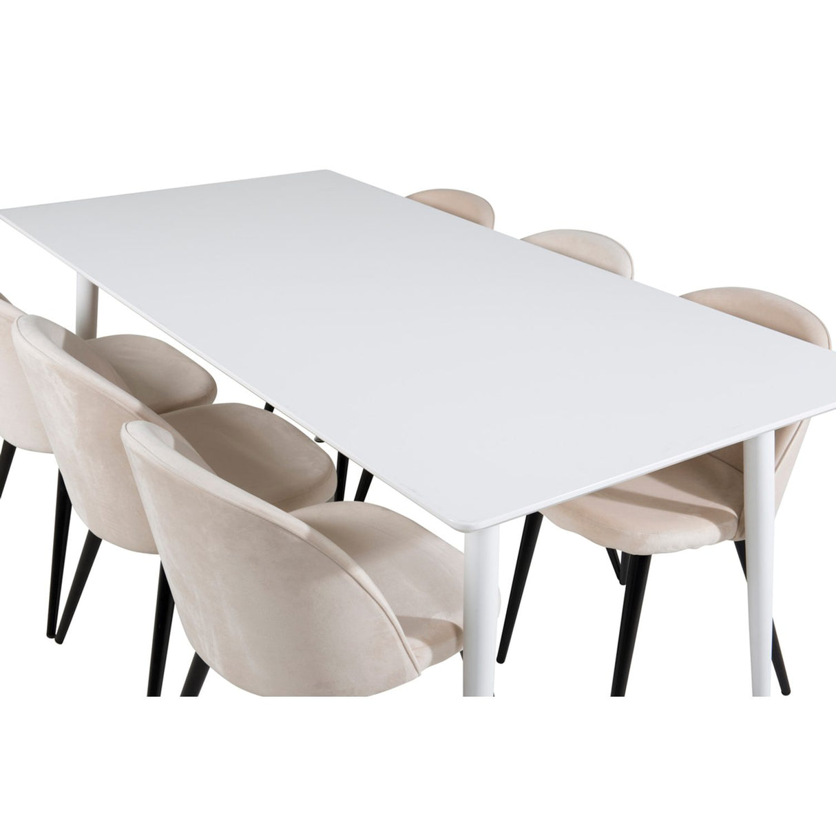 Polar, Velvet Rektangulär matgrupp Beige,Svart, Vit, 180 x 90