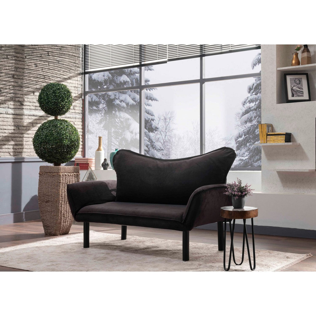 Chatto (150 x 70 x 75 cm) Svart 2-sits bäddsoffa