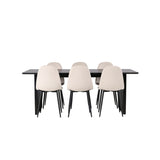 Vail, Polar Rektangulär matgrupp Beige, Svart, Svart, 200 x 100