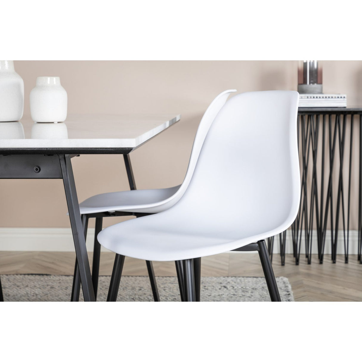 Estelle, Polar Rektangulär matgrupp Svart, vit, Svart, vit, 140 x 90