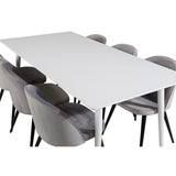 Polar, Velvet Rektangulär matgrupp Svart,Grå, Vit, 180 x 90