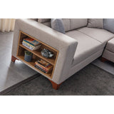 Porto (230 x 90 x 150 cm) Hörnsoffa-bäddsoffa Creme, Vänster
