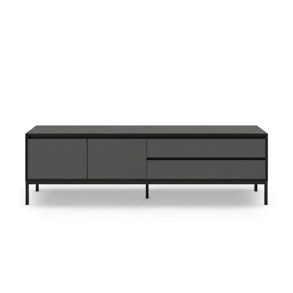 Lorenza (180 x 55 x 40 cm) TV-bänk Antracit trä svart svart