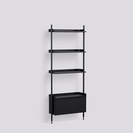 Pier System 131 1 sektion 82 × 34 × 209 cm Hyllsystem PS Black, Black – anodiserad aluminium