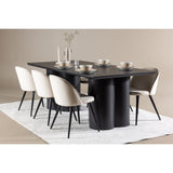 Olivia, Velvet Rektangulär matgrupp Beige, Svart, 6st