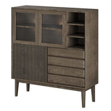 Broholm Högskåp Lameller 124x133 cm Rökoljad Ek