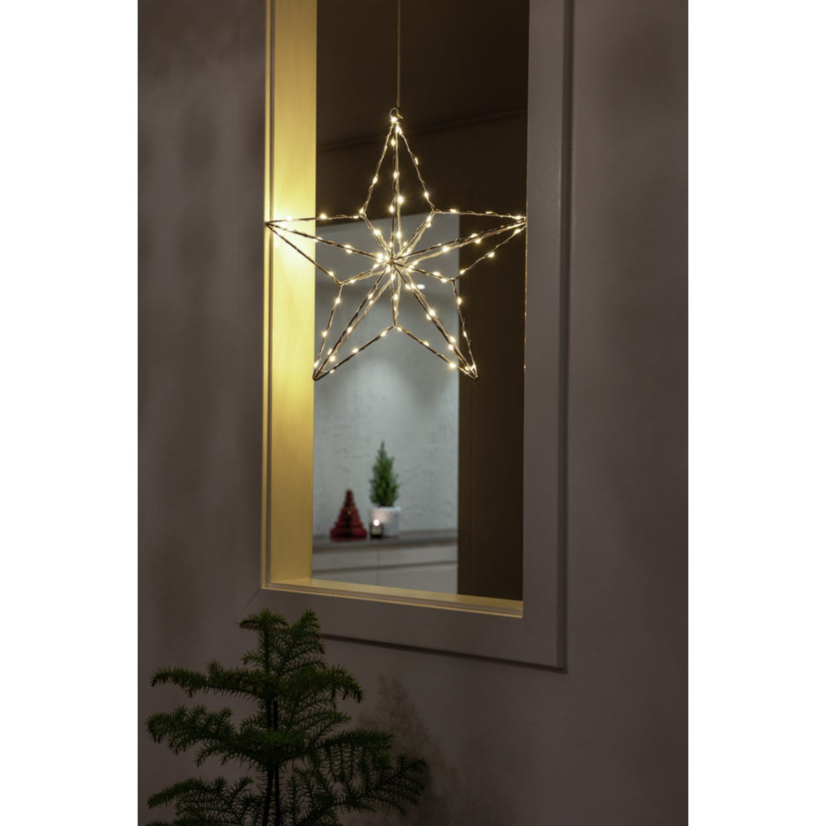 Metall hängande 90 amber LED 36 cm Julstjärna Inne Silver