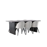 Vail, Velvet Rektangulär matgrupp Svart,Grå, Svart, 200 x 100