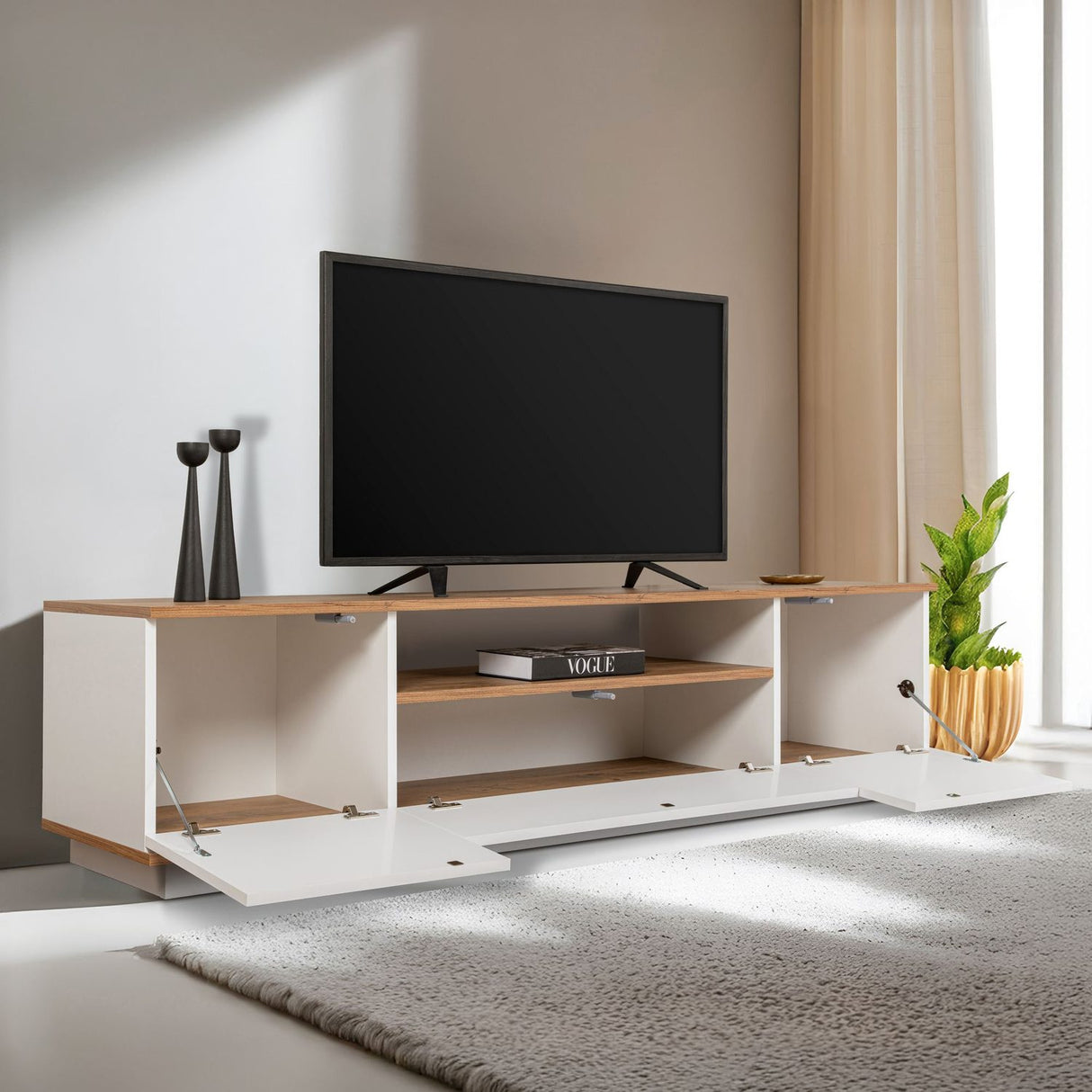 Potenza TV-bänk Vit / Atlantic Pine