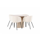 Olivia, Berit Rund matgrupp Beige, Vitputsad, 4st
