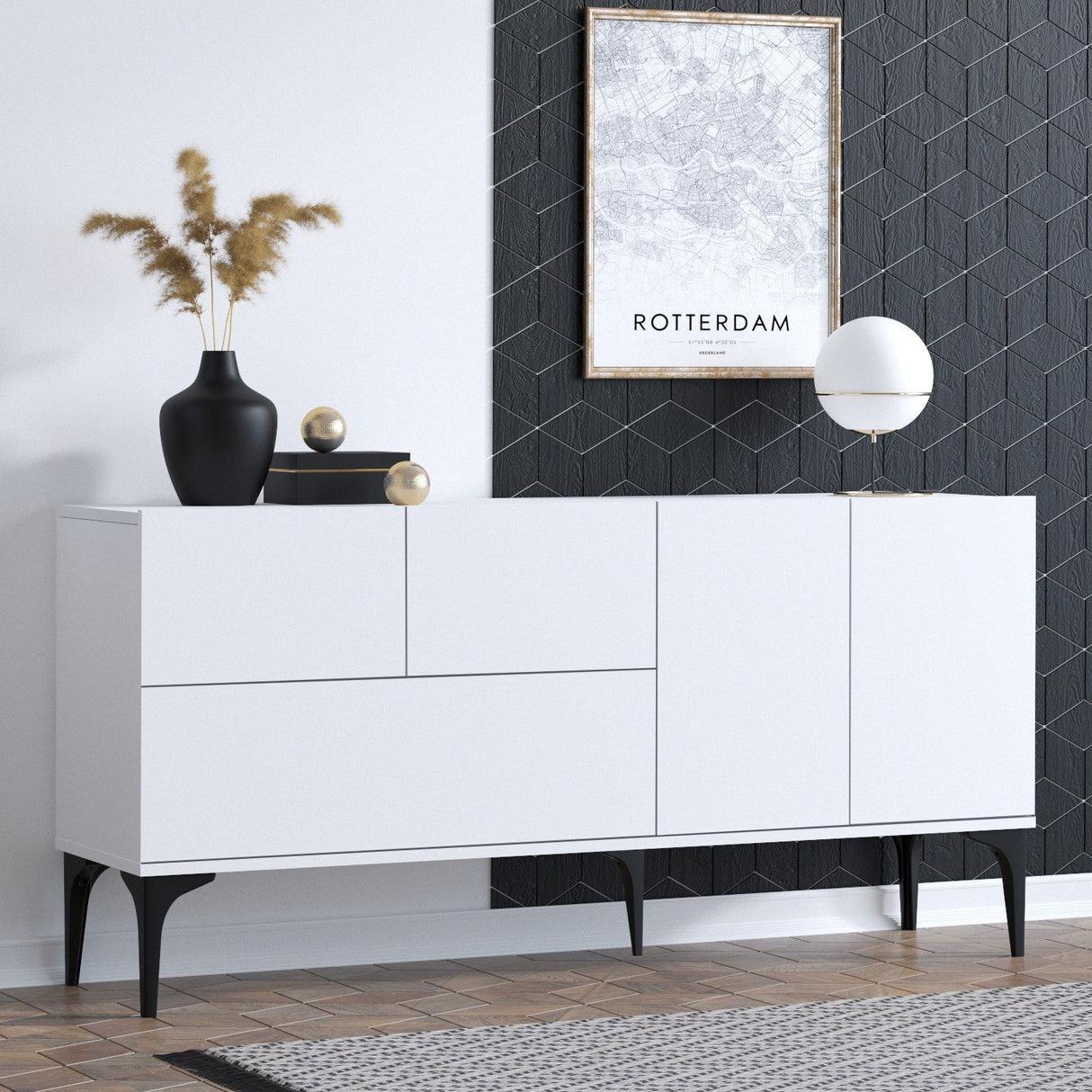Surabaya (150 x 75 x 35 cm) Vit Svart Konsol