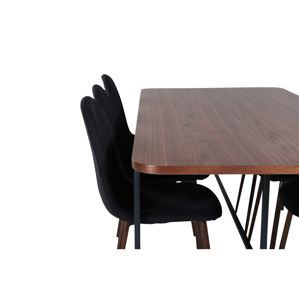 Uno, Polar Rektangulär matgrupp Svart,Natur, Svart,Natur, 200 x 90