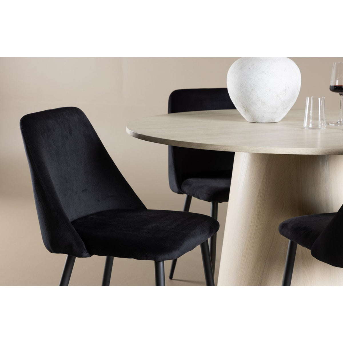 Lanzo, Night Rund matgrupp Svart, Vitputsad, 4st
