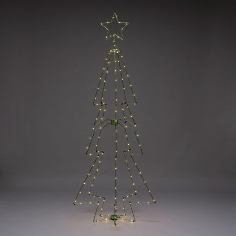 Metall med toppstjärna 210cm 145 LED Gran med Belysning Mörkgrön
