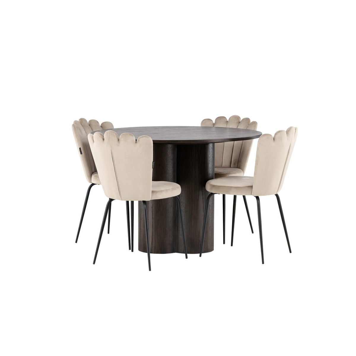 Olivia, Limhamn Rund matgrupp Beige,Svart, Mocka, ⌀110
