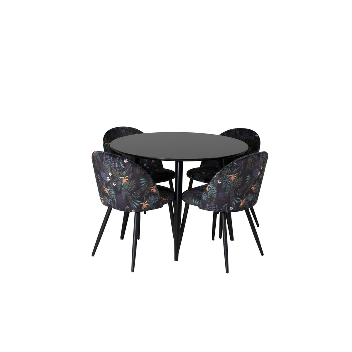 Plaza, Sammet Rund matgrupp Svart, Svart, 4st