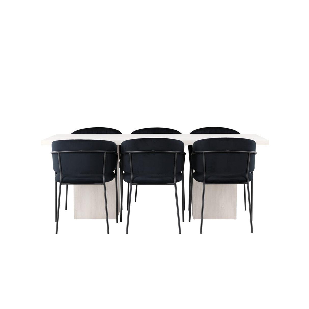 Olga, Selma Rektangulär matgrupp Svart, Vit, 200 x 90