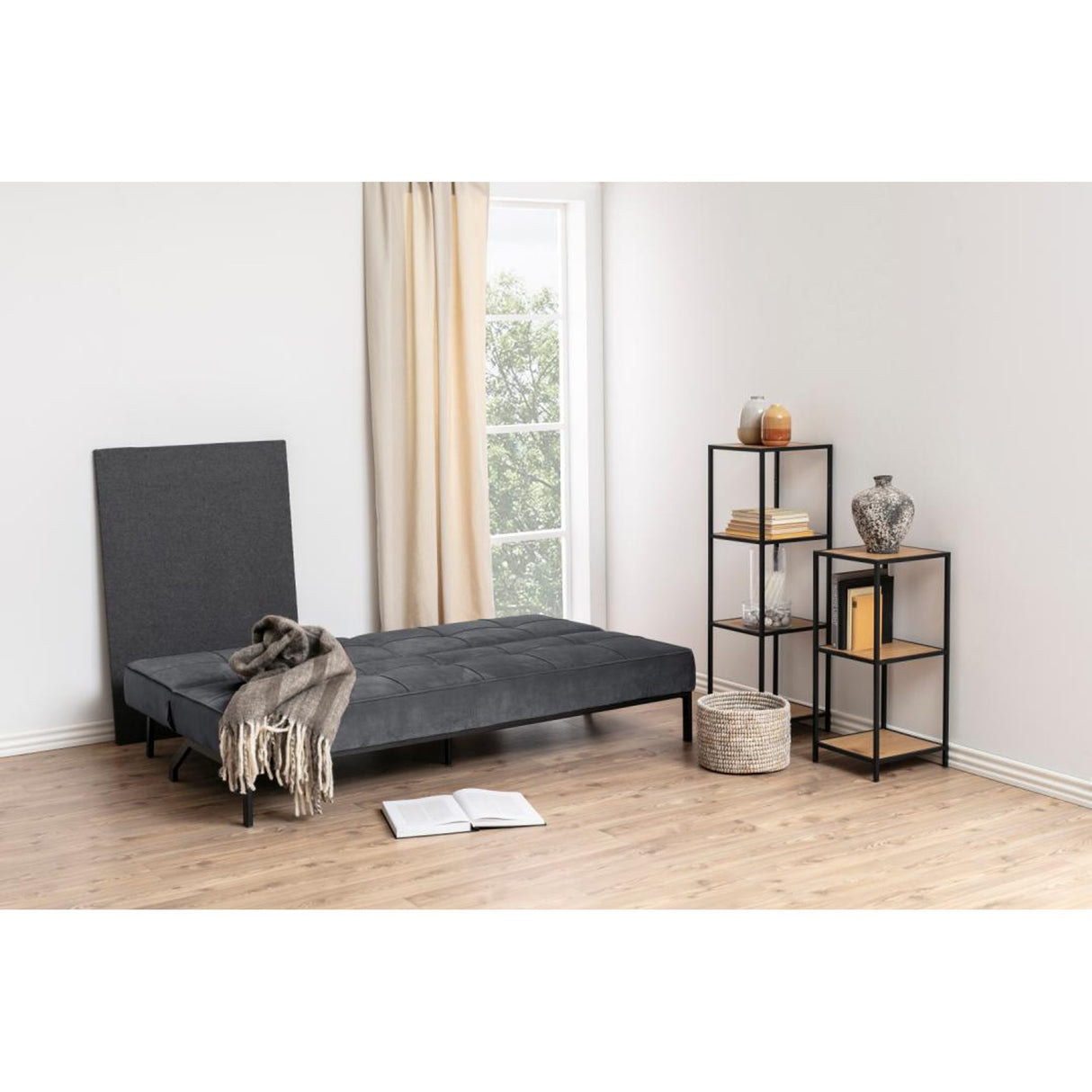 Perugia Bäddsoffa 87x198x95 cm Vic tyg Mörkgrå