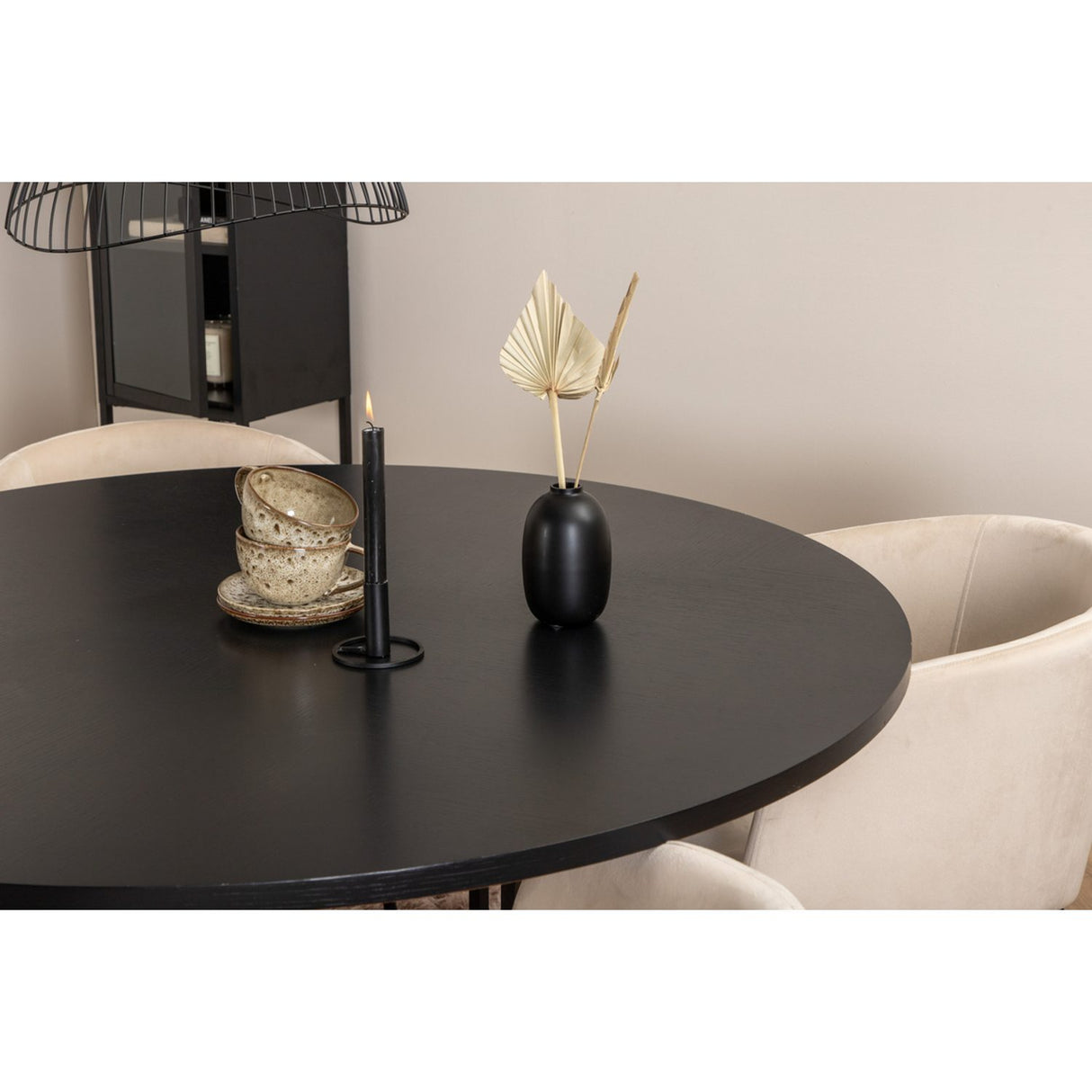 Copenhagen, Berit Rund matgrupp Beige,Svart, Svart, ⌀140