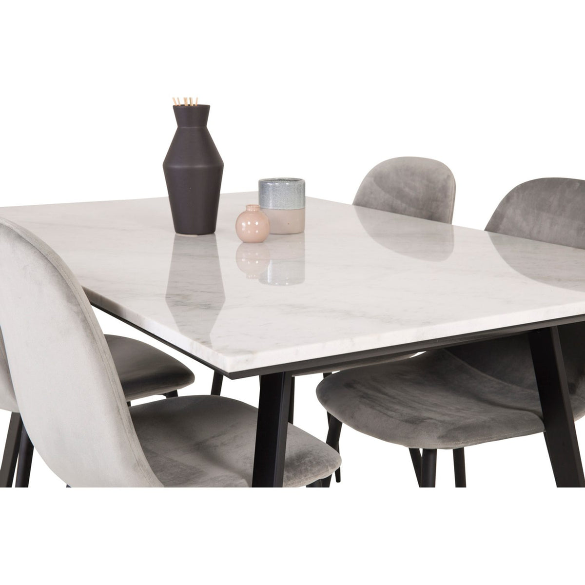 Estelle, Polar Rektangulär matgrupp Svart,Grå, Svart,Vitt, 140 x 90