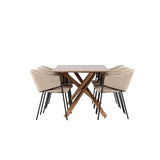 Piazza, Evelina Rektangulär matgrupp Beige,Svart, Mocca, 180 x 90