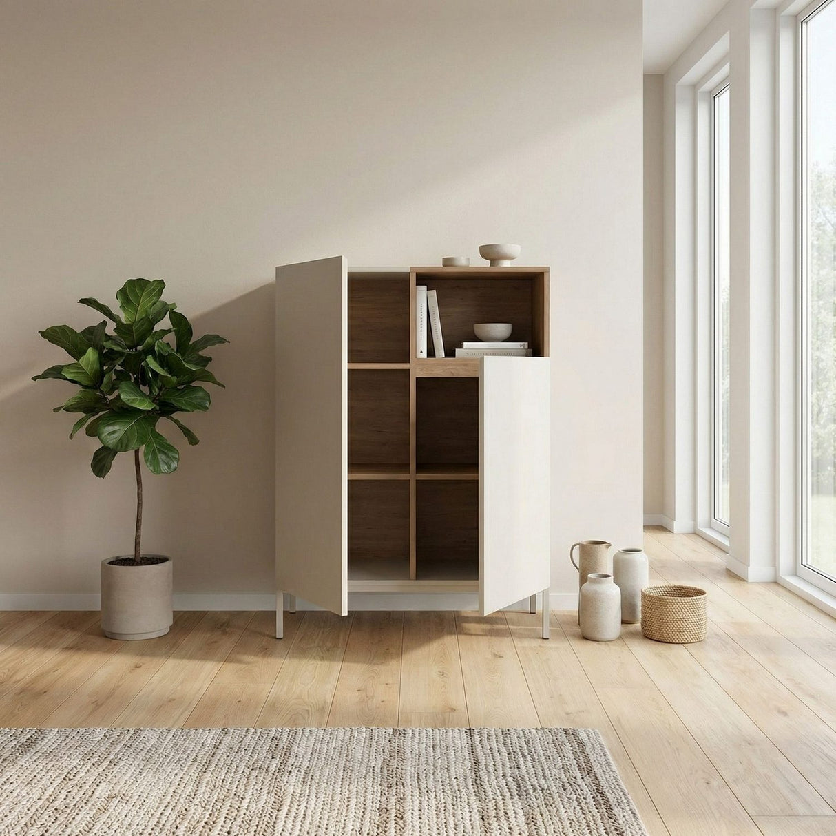 Limerick (90 x 120 x 41,8 cm) Sideboard Sandsten naturlig ek