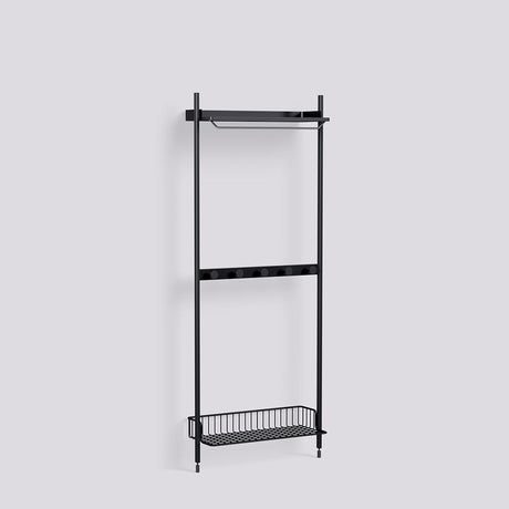 Pier System 1041 1 sektion 82 × 31,5 × 209 cm Hyllsystem PS Black, Black – anodiserad aluminium, PS Black – pulverlackerad ståltråd