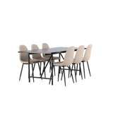 Astrid, Polar Rektangulär matgrupp Beige,Svart, Svart, 200 x 90
