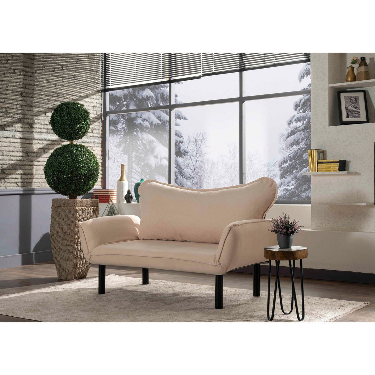 Tunis (150 x 70 x 75 cm) Creme 2-sits bäddsoffa