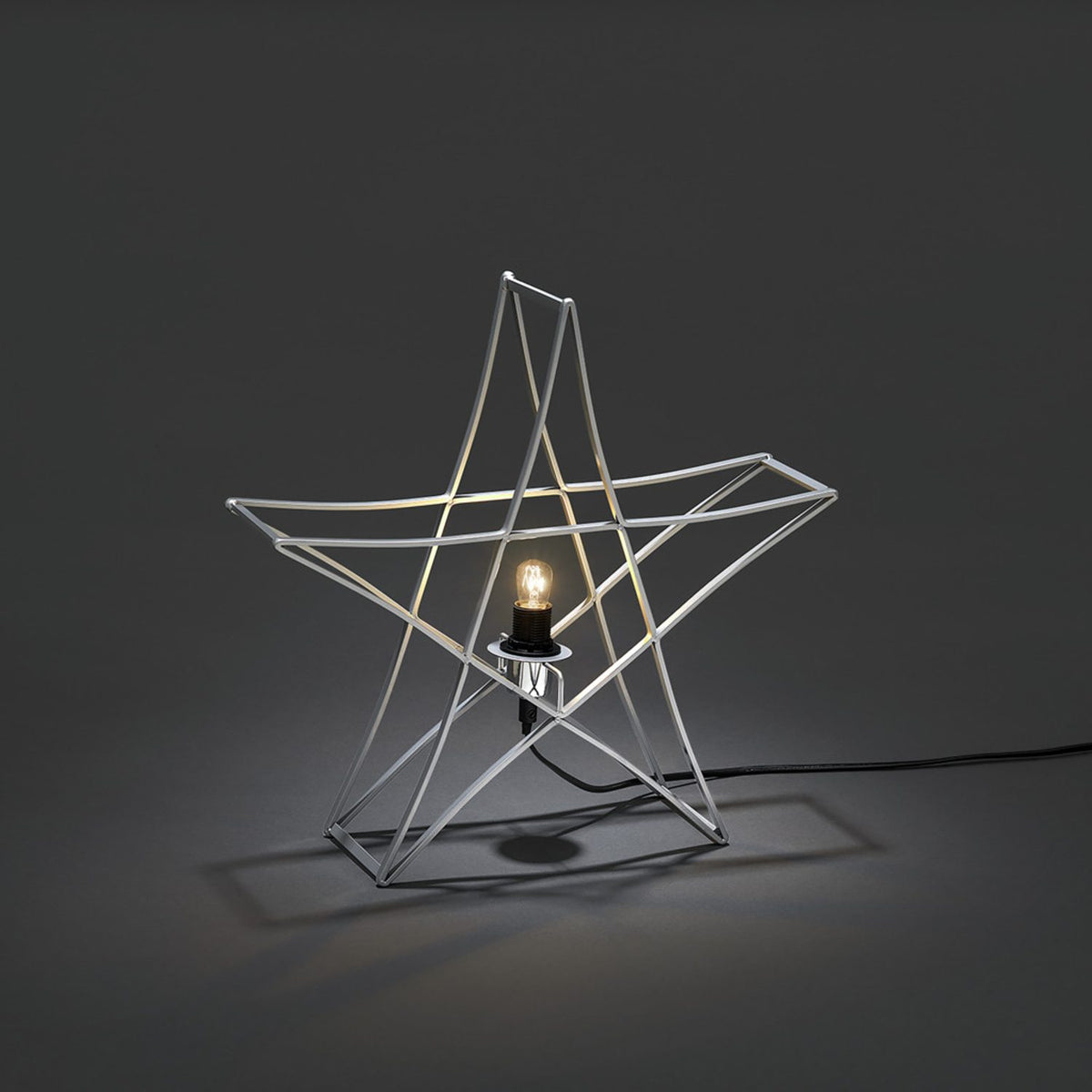 Stående Metall 40x40 cm E14 Svart Kabel Julstjärna Inne Silver