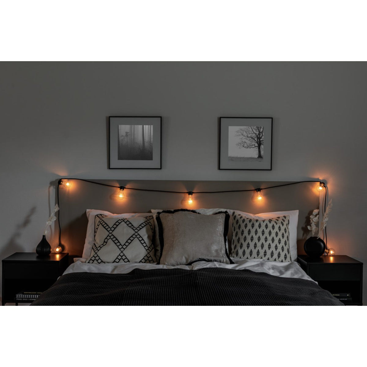 E27 10 Amber LED Textilkabel Ljusslinga Inomhus Svart