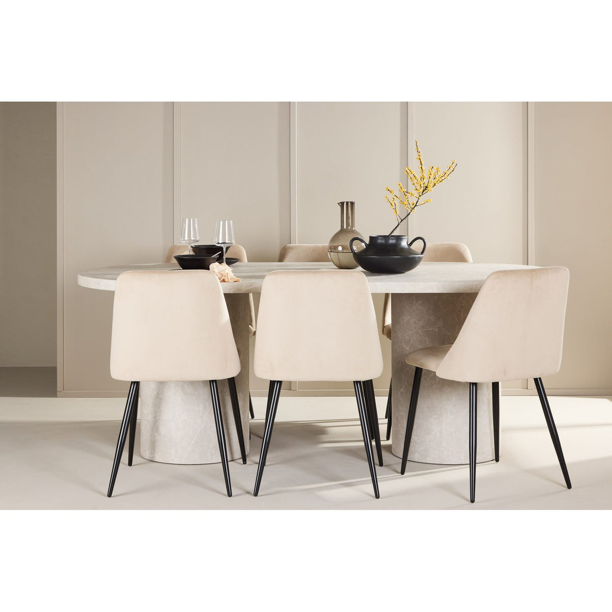 Narvik, Night Oval matgrupp Beige, Svart, Beige, 200 x 100