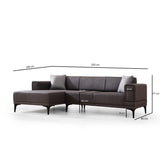 Hanoi (250-140 x 85 x 77 cm) Hörnsoffa-bäddsoffa Mörkgrå, Vänster