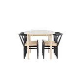Andy, Alfons Ovalt matgrupp Svart, beige, Vitlaserad, 180 x 90