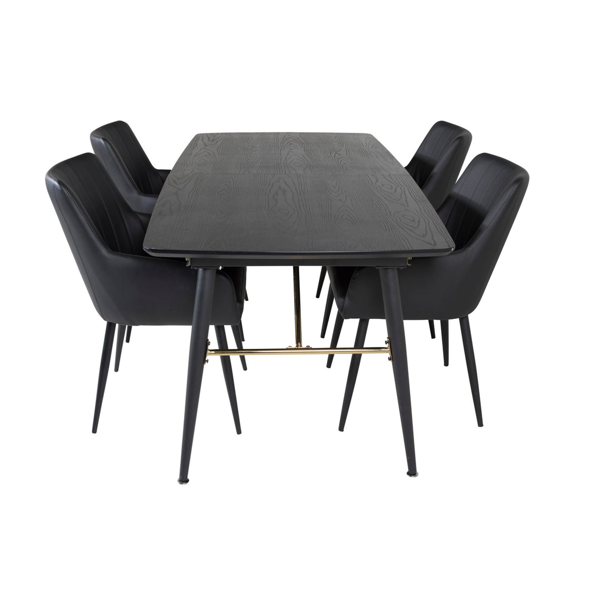 Gold, Comfort Rektangulär matgrupp Svart, Svart, 180 x 85