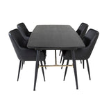 Gold, Comfort Rektangulär matgrupp Svart, Svart, 180 x 85