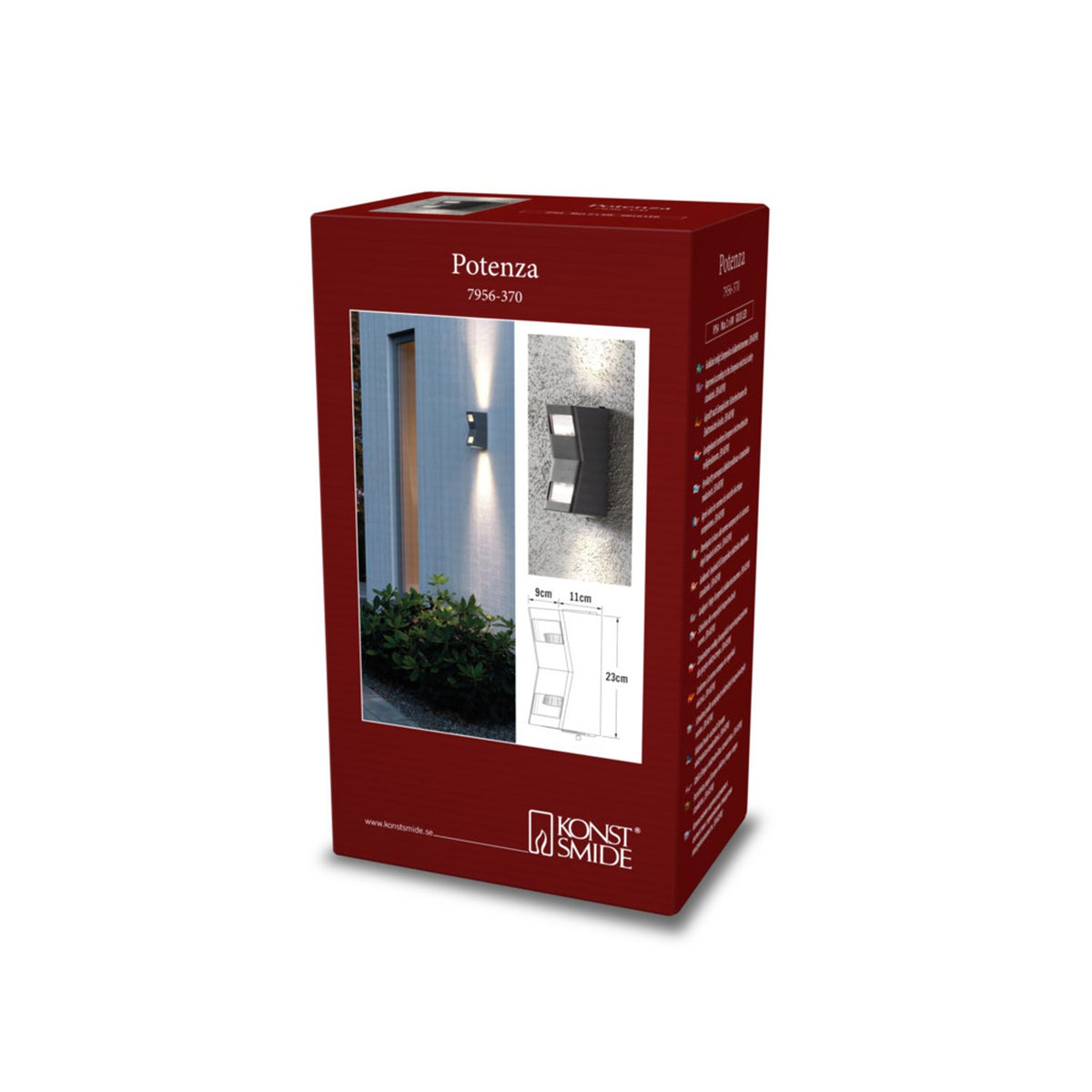 Potenza GU10 Vägglampa Ute Antracit, 23 cm